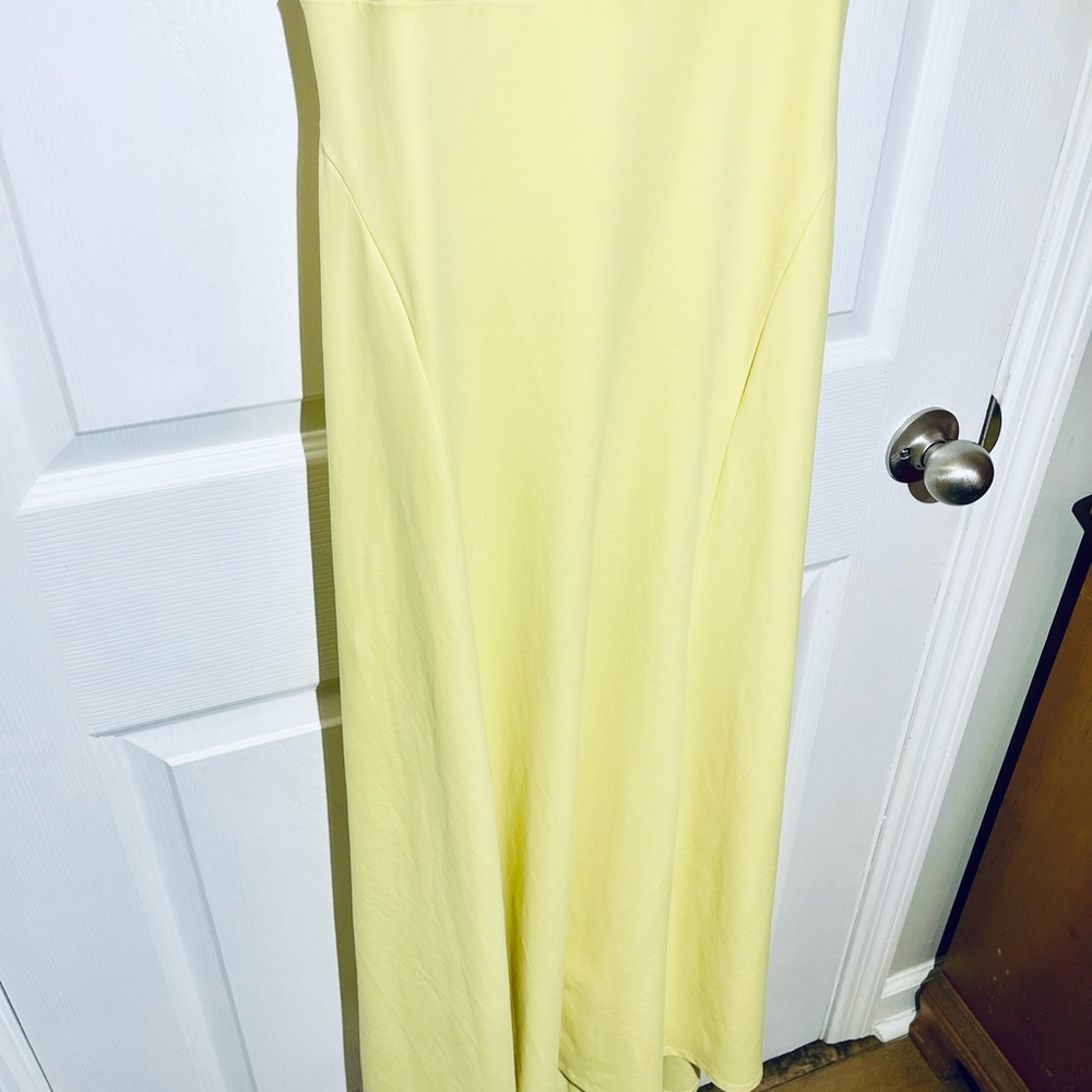 Susana Monaco Maxi Dress Nylon Stretch Fit & Flare Yellow Sz L - Picture 8 of 13